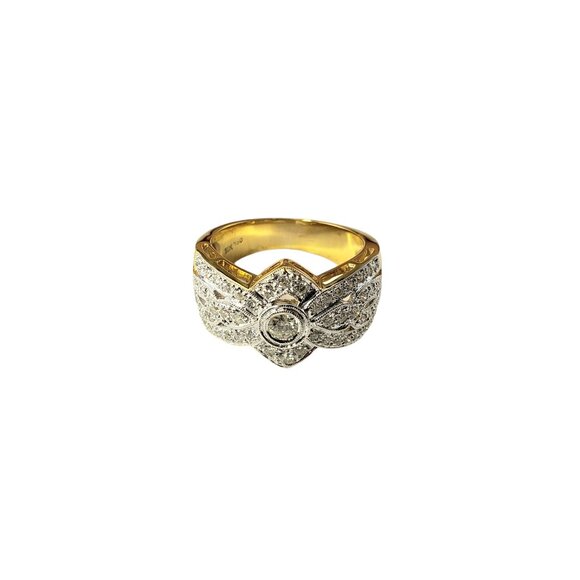 Vintage 18K Yellow Gold and Diamond Ring Size 8 JAGi Certified #15374 - Picture 3 of 10